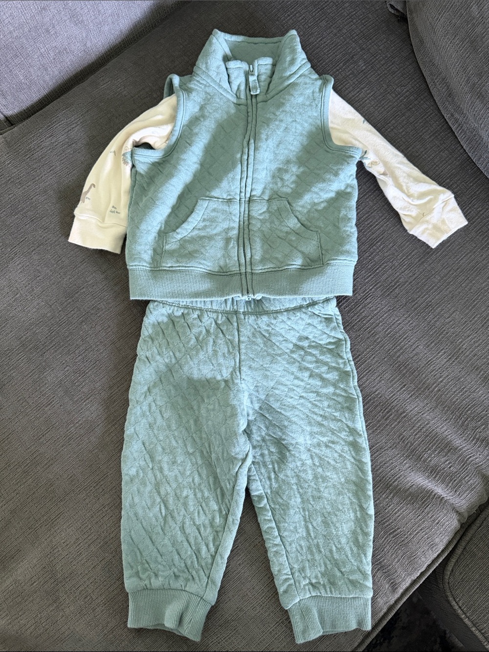 Carter’s 3-piece Quilted Mint Green Baby Vest & Pant Set